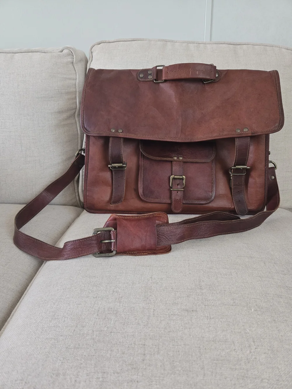 Komal's Passion Leather Large Buffalo Leather Messenger Bag 17